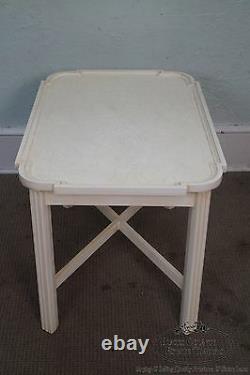 Custom Crackle Painted Finish Chippendale Style Side Table