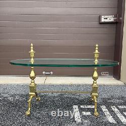 Custom Made Virginia Metalcrafters Chippendale Solid Brass & Glass Coffee Table