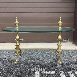 Custom Made Virginia Metalcrafters Chippendale Solid Brass & Glass Coffee Table