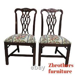 Custom Mahogany Chippendale Carved Dining Room Dining Side Chairs E