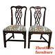 Custom Mahogany Chippendale Carved Dining Room Dining Side Chairs E