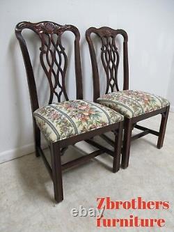 Custom Mahogany Chippendale Carved Dining Room Dining Side Chairs E