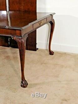 DREXEL HERITAGE Heirlooms Inlaid Queen Anne Carved Dining Table w 2 Drawers