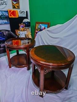 DREXEL Round Chippendale Mahogany Lamp End Table L62400EC Wood Brown VINTAGE 90s