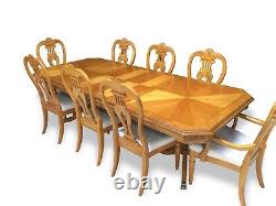 Designer Art Deco style Maple & Burr Ash dining table set Pro French Polished