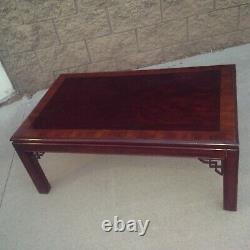 Drexel Chippendale Coffee Table Vintage Chinoisserie Burl Top