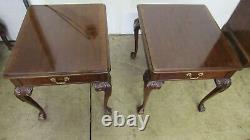 Drexel Chippendale End Tables Side Mahogany Claw Feet