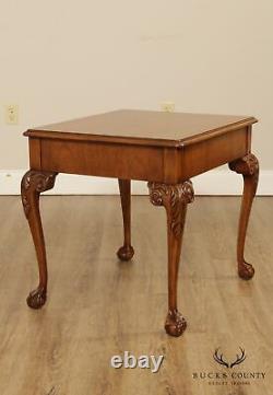 Drexel Heritage Chippendale Style Mahogany Ball & Claw One Drawer Side Table