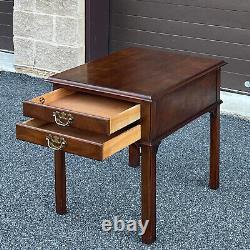 Drexel Vintage Cherry Collection Chippendale Cherry 2 Drawer Side or End Table