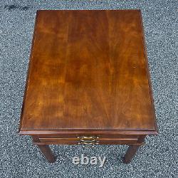 Drexel Vintage Cherry Collection Chippendale Cherry 2 Drawer Side or End Table