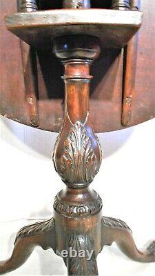 EXCEPTIONAL 18th CENTURY CARVED MAHOGANY ENGLISH CHIPPENDALE TILT TOP TEA TABLE