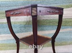 Early Antique Zangerle & Peterson Two-Tier Side occasional Table Brass Accents