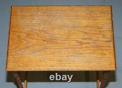 Edwardian Oak Bobbin Turned Leg English Side End Lamp Wine Table Nice And Simple
