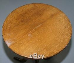 Edwardian Oak Round Tripod Lamp Wine Side Table Lovely Size And Form Versatile