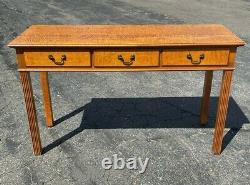 Eldred Wheeler tiger maple sofa table w 3 drawers country Chippendale style desk