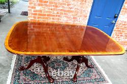 English Antique Chippendale Ball & Claw Mahogany Dining Room Table With 3 Leaf