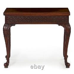English Chippendale Antique Carved Mahogany Card Games Table, circa 1770