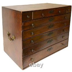 English Chippendale Brass Mounted Mahogany Writing / Jewelry Table Top Box