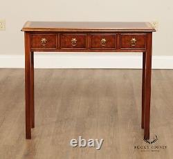 English George III Style Burl and Walnut Four-Drawer Console