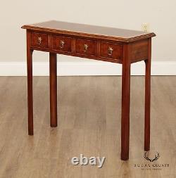 English George III Style Burl and Walnut Four-Drawer Console
