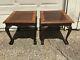 English Mahogany & Burled Wood Hand Carved Chippendale Ball And Claw End Tables