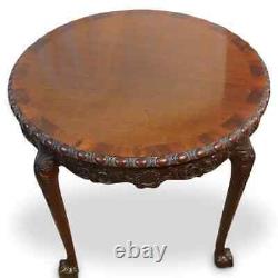 English Round Chippendale Revival Ball And Claw Table