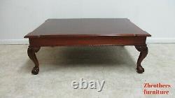 Ethan Allen 18th Century Mahogany Banded Coffee Table Ball Claw Chippendale