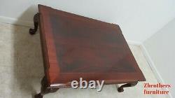 Ethan Allen 18th Century Mahogany Banded Coffee Table Ball Claw Chippendale