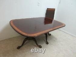 Ethan Allen 18th Century Mahogany Banded Dining Room Banquet Table Chippendale