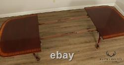 Ethan Allen 18th Century Mahogany Banded Double Pedestal Dining Table