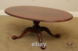 Ethan Allen 18th Century Mahogany Chippendale Style Oval Coffee Table