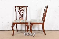 Ethan Allen Chippendale Carved Mahogany Dining Chairs, Set of Eight