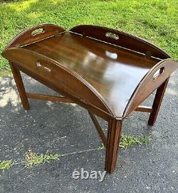 Ethan Allen Georgian Court Chippendale Butler's Tray Coffee Table Flip Down Side