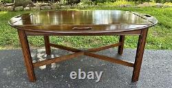 Ethan Allen Georgian Court Chippendale Butler's Tray Coffee Table Flip Down Side