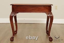 Ethan Allen Mahogany Chippendale Style Ball & Claw One Drawer End Table