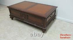 Ethan Allen Morley Coffee Serving Table Leather Top Storage Cabinet B