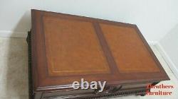 Ethan Allen Morley Coffee Serving Table Leather Top Storage Cabinet B