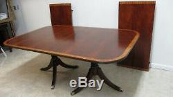 Ethan Allen Newport Banded Dining Room Conference Table Mahogany Chippendale