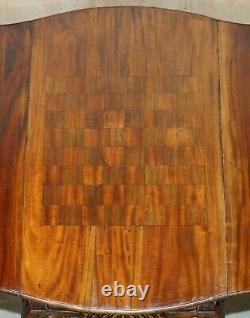 Exquisite Thomas Chippendale Style Claw & Ball Feet Extending Chess Board Table
