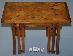 Extremely Rare Nest Of Emile Galle Circa 1900 Specimen Wood Tables Art Nouveau