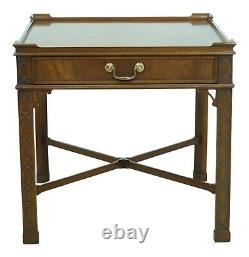 F33068EC BAKER Square Chippendale Mahogany 1 Drawer End Table