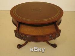 F45496EC SOUTHAMPTON Round Mahogany Leather Top Drum Table