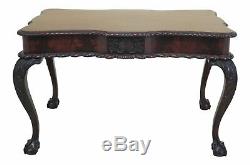 F46809EC Vintage Chippendale Mahogany Ball & Claw Carved Desk Table