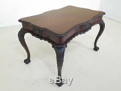 F46809EC Vintage Chippendale Mahogany Ball & Claw Carved Desk Table