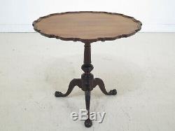 F46942EC KITTINGER Vintage Chippendale Style Carved Mahogany Pie Crust Table