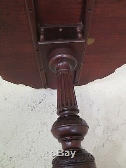 F46942EC KITTINGER Vintage Chippendale Style Carved Mahogany Pie Crust Table
