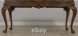 F59490EC MAITLAND SMITH Leather Wrapped Top Clawfoot Console Table