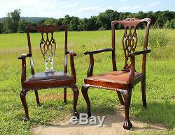 Fabulous 10pc SOLID MAHOGANY Chippendale DINING ROOM SET Table 6 Chairs c1900