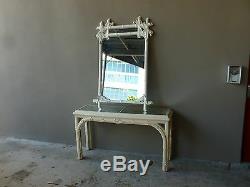 Fabulous 70's Vintage Palm Beach Style Chinese Chippendale Console And Mirror