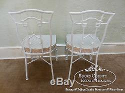 Faux Bamboo Cast Aluminum Chinese Chippendale 3 Piece Bistro Table & Chairs Set